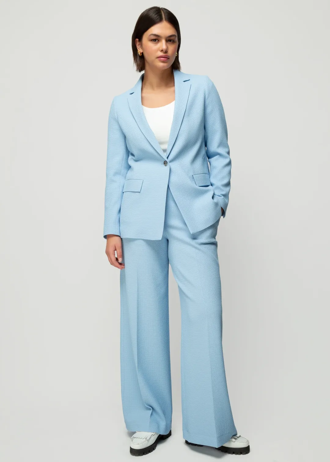 Hot Vanilia Blazer Mit Waffelstruktur Frost Blue