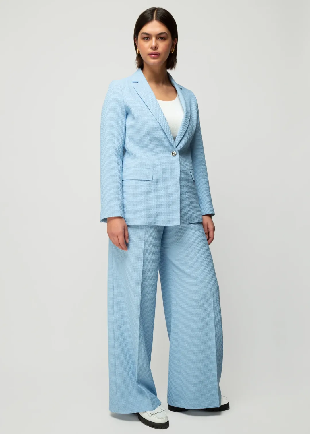 Hot Vanilia Blazer Mit Waffelstruktur Frost Blue