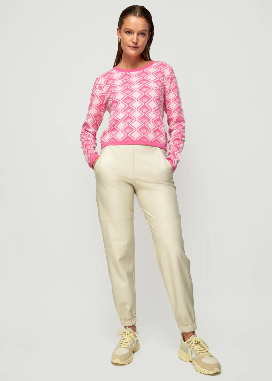 New Vanilia Jacquard-Strickpullover Chateau Rose / Coral Blush