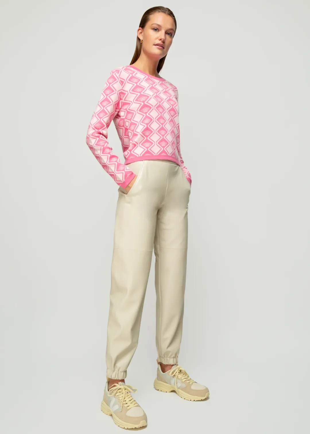 New Vanilia Jacquard-Strickpullover Chateau Rose / Coral Blush