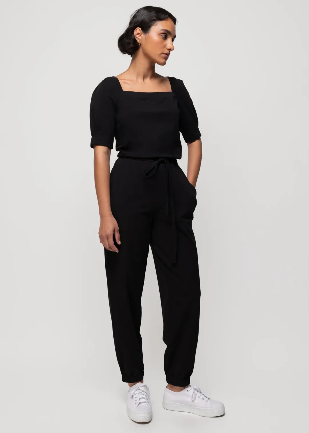 New Vanilia Jumpsuit Aus Baumwolle Mit Quadratischem Ausschnitt Schwarz