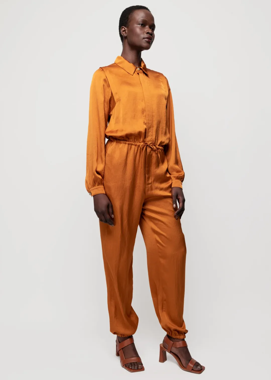 Cheap Vanilia Jumpsuit Aus Satin Leather Brown