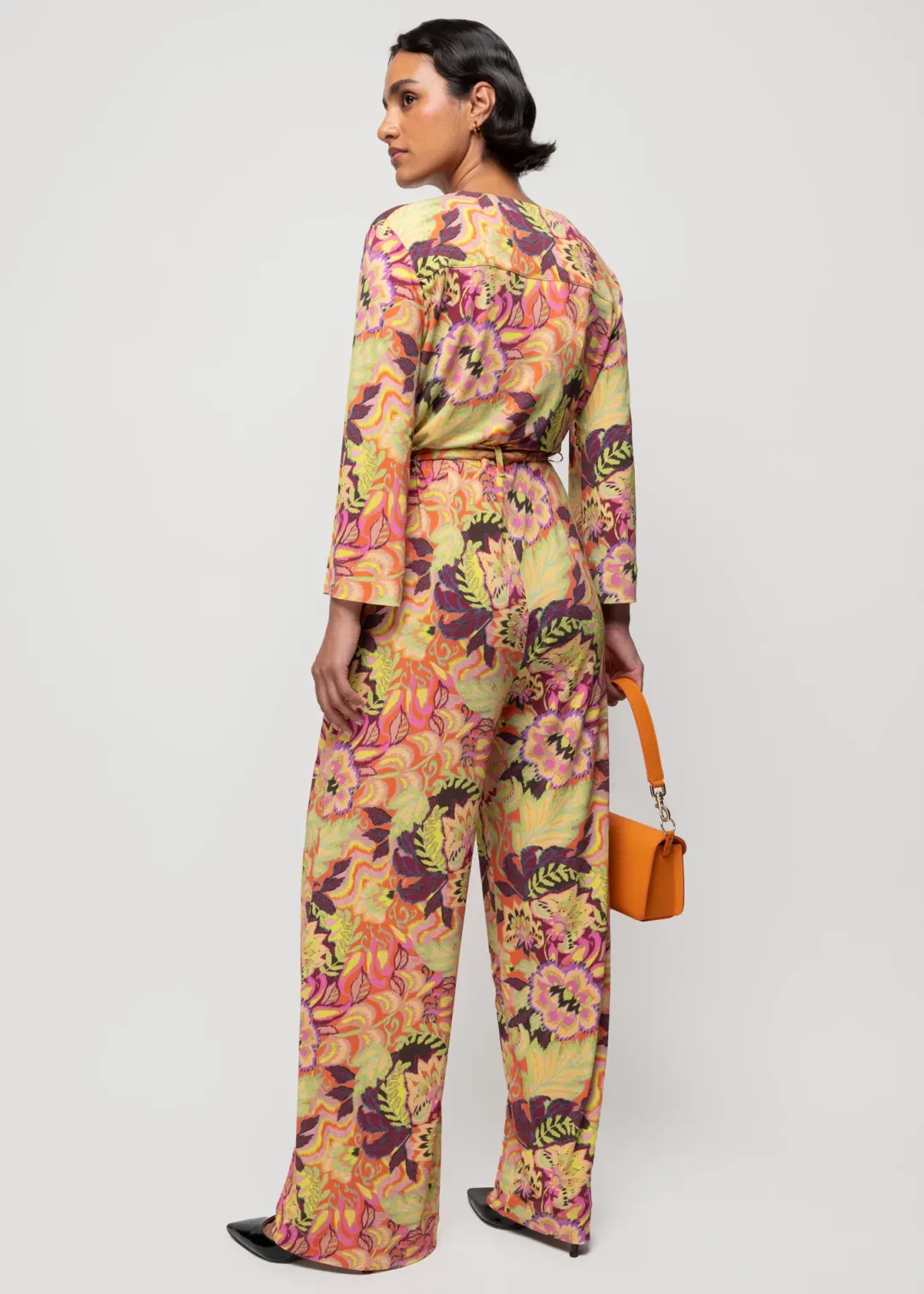 Flash Sale Vanilia Jumpsuit Aus Trikotstoff Mit Muster Vibrant Orange Pink Wine