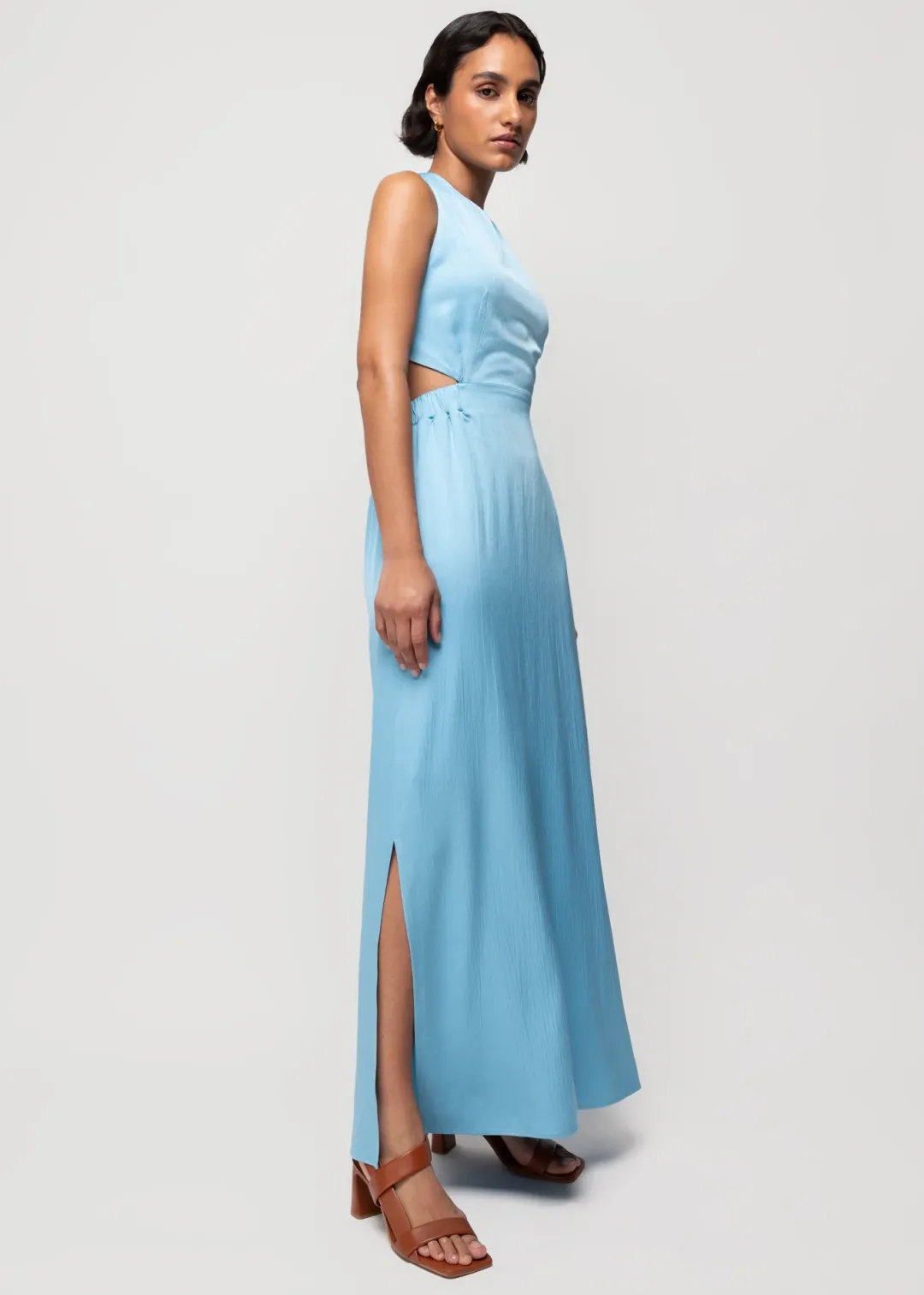 Cheap Vanilia Kleid Aus Crinkle-Satin Mit Offenem Rucken Miami Blue