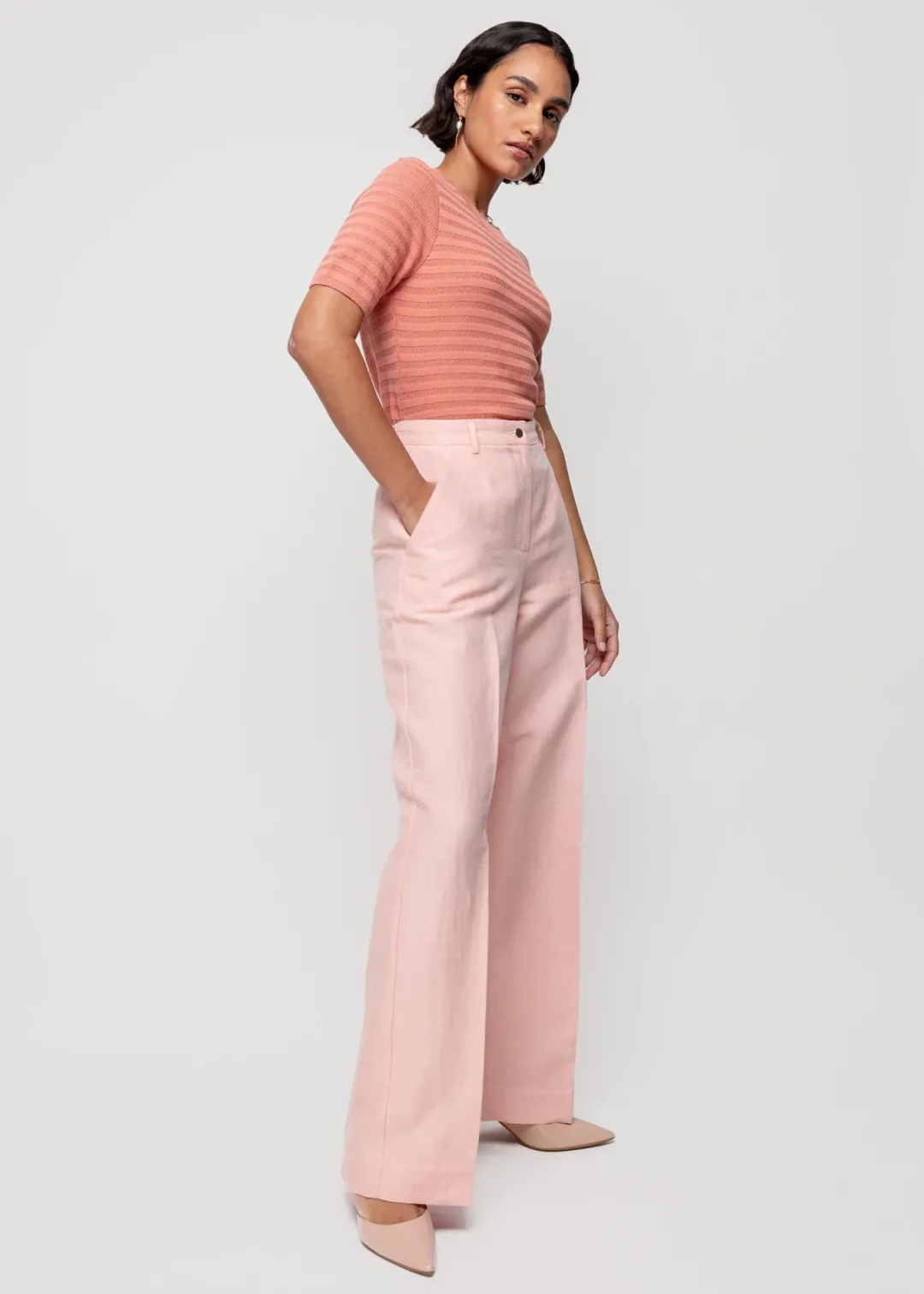 Outlet Vanilia Leinenhose Dusty Coral