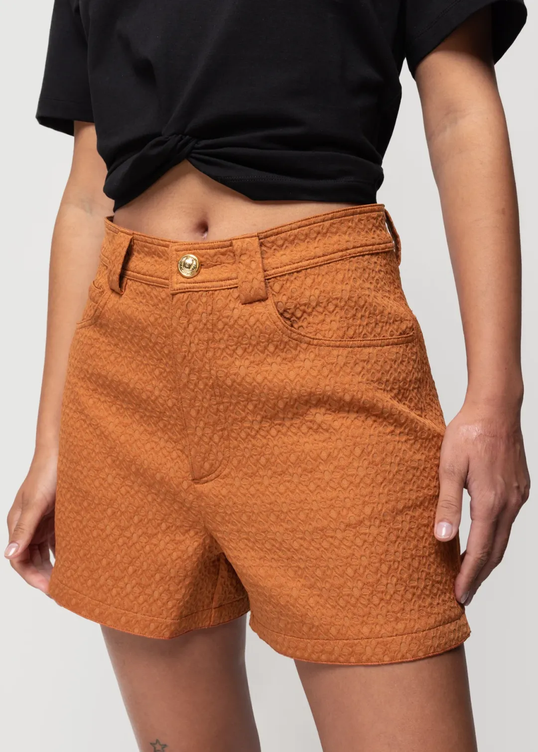 Cheap Vanilia Shorts Aus Gewebtem Jacquard-Stoff Leather Brown