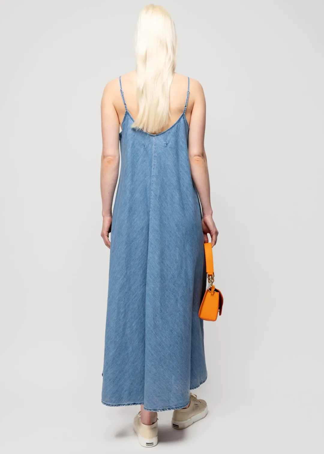 Cheap Vanilia Slipdress Aus Denim-Material Light Denim