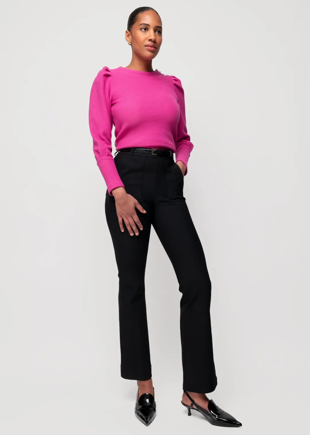 Sale Vanilia Struc Top Mit Knopfen Rose Violet